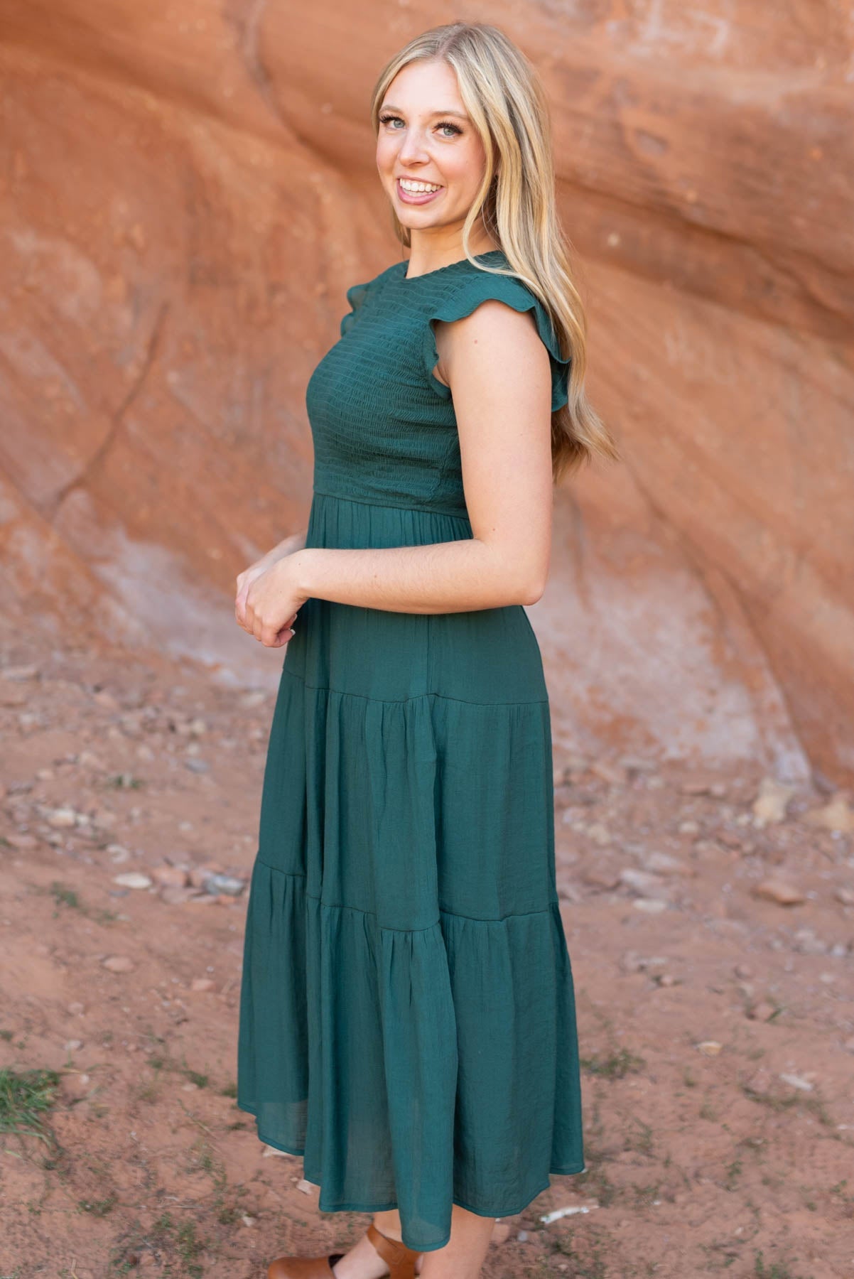 Yours Truly Hunter Green Dress