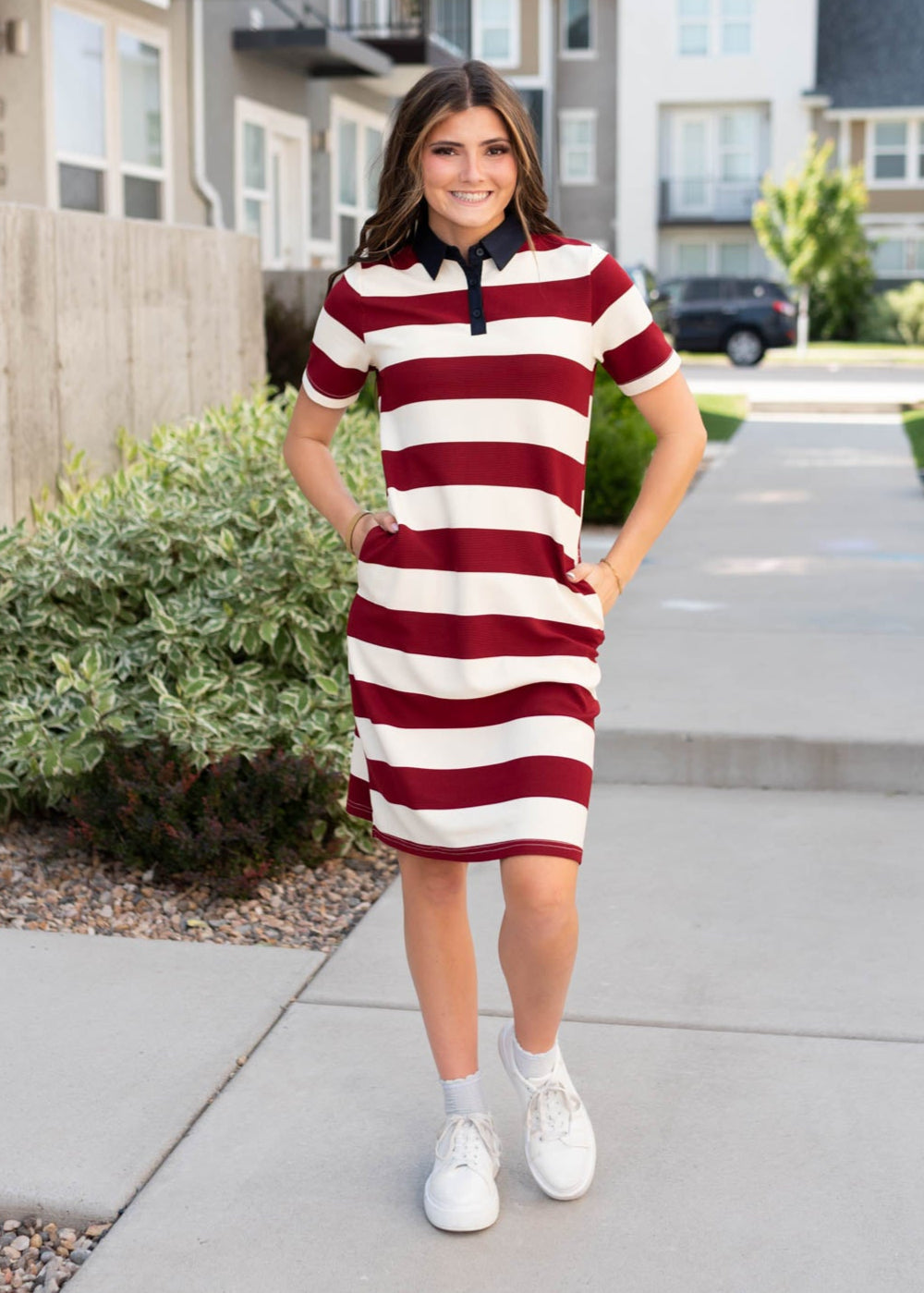 Yvonne Red Striped Dress