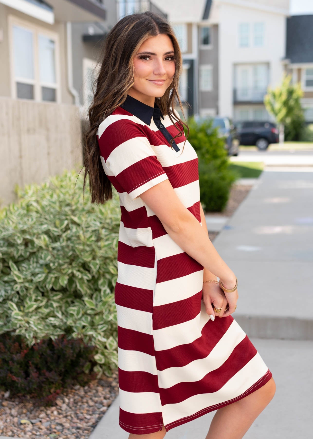 Yvonne Red Striped Dress