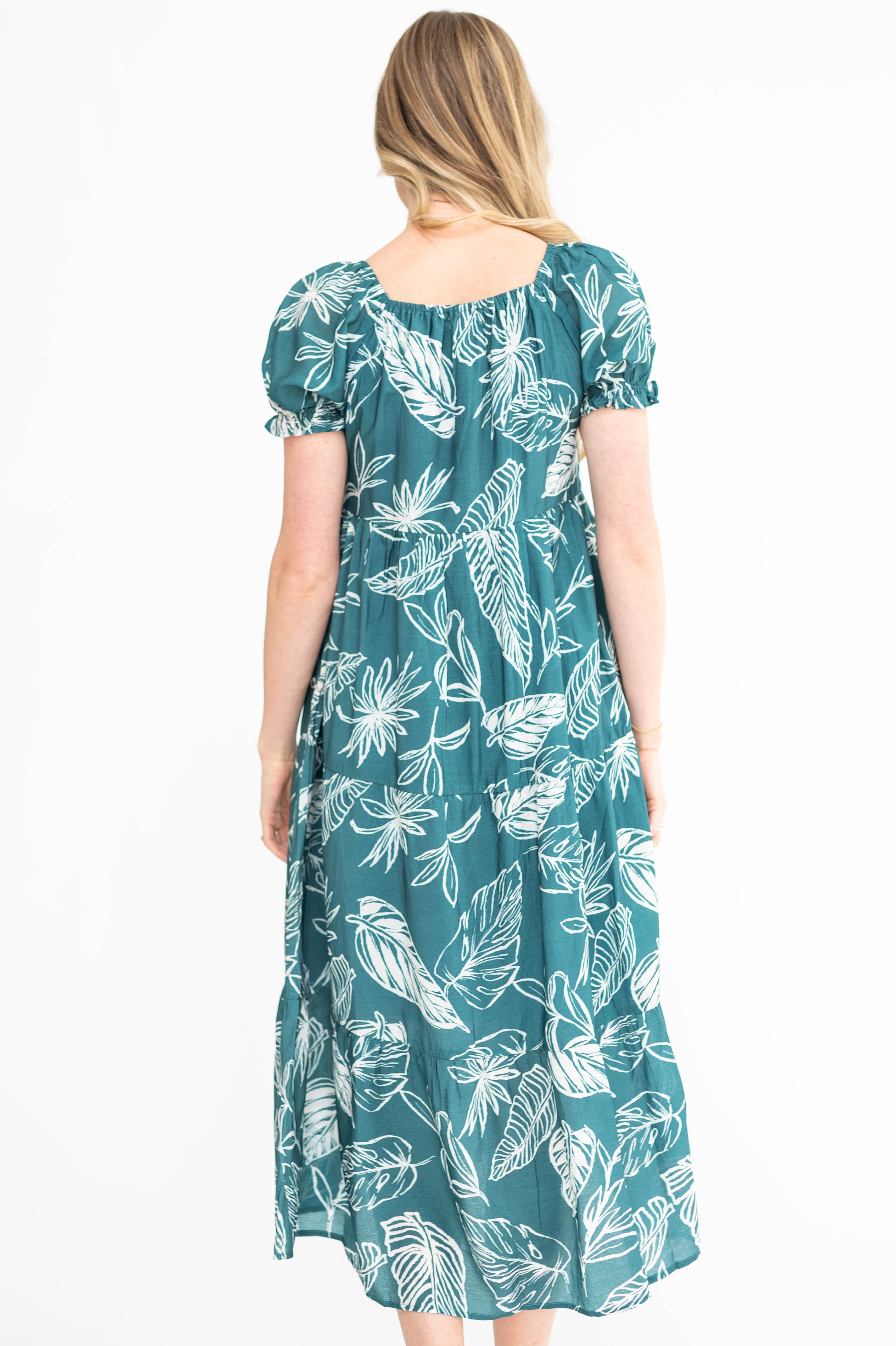 Zandra Teal Floral Dress