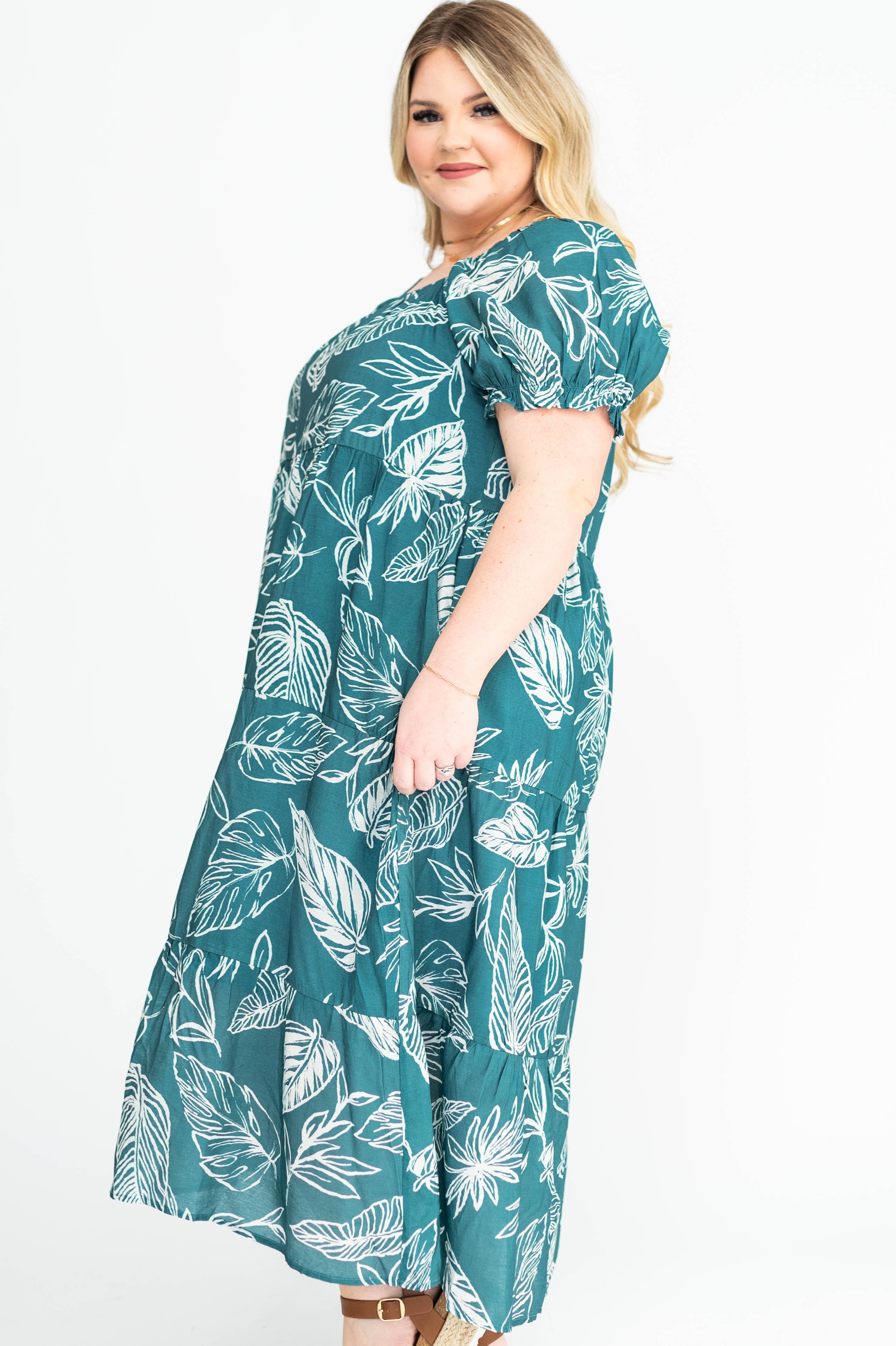 Zandra Teal Floral Dress