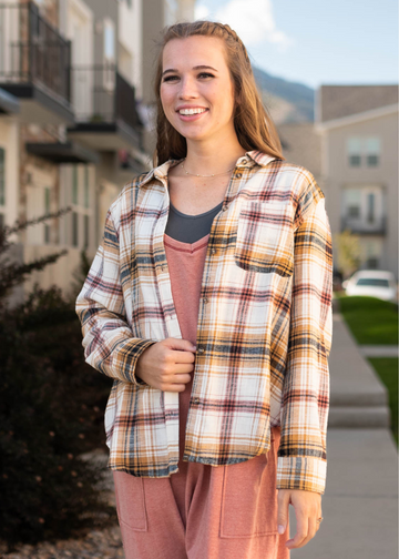 Zena Saffron Plaid Top