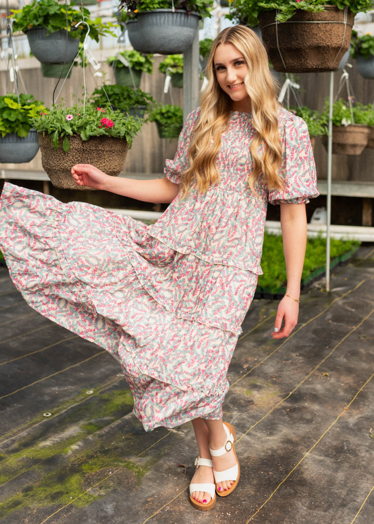 Zia Blue Floral Smocked Dress