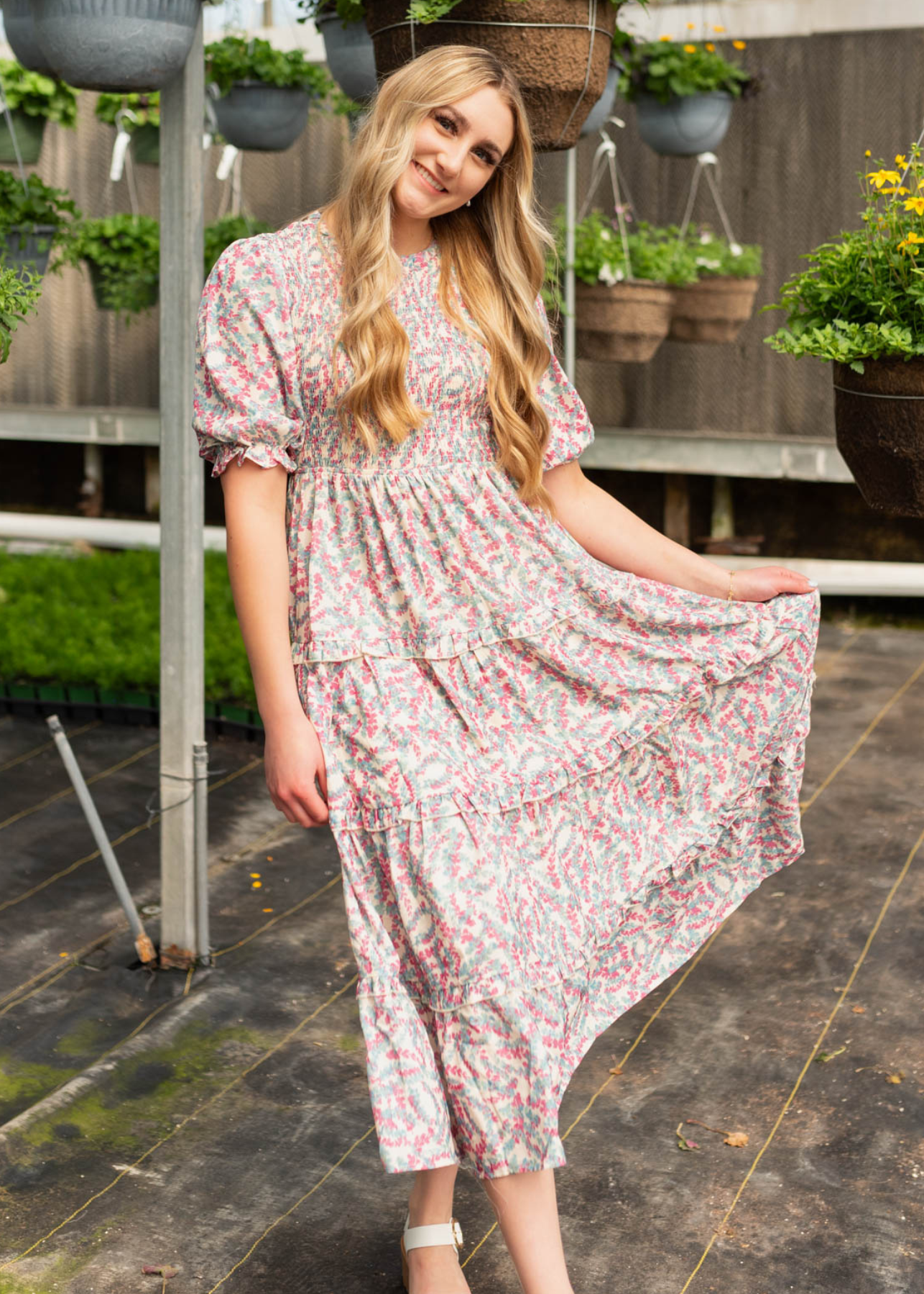 Zia Blue Floral Smocked Dress