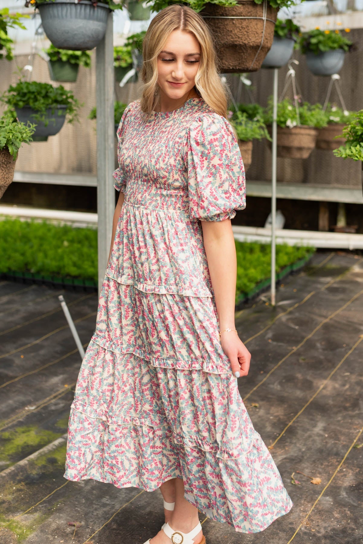 Zia Blue Floral Smocked Dress