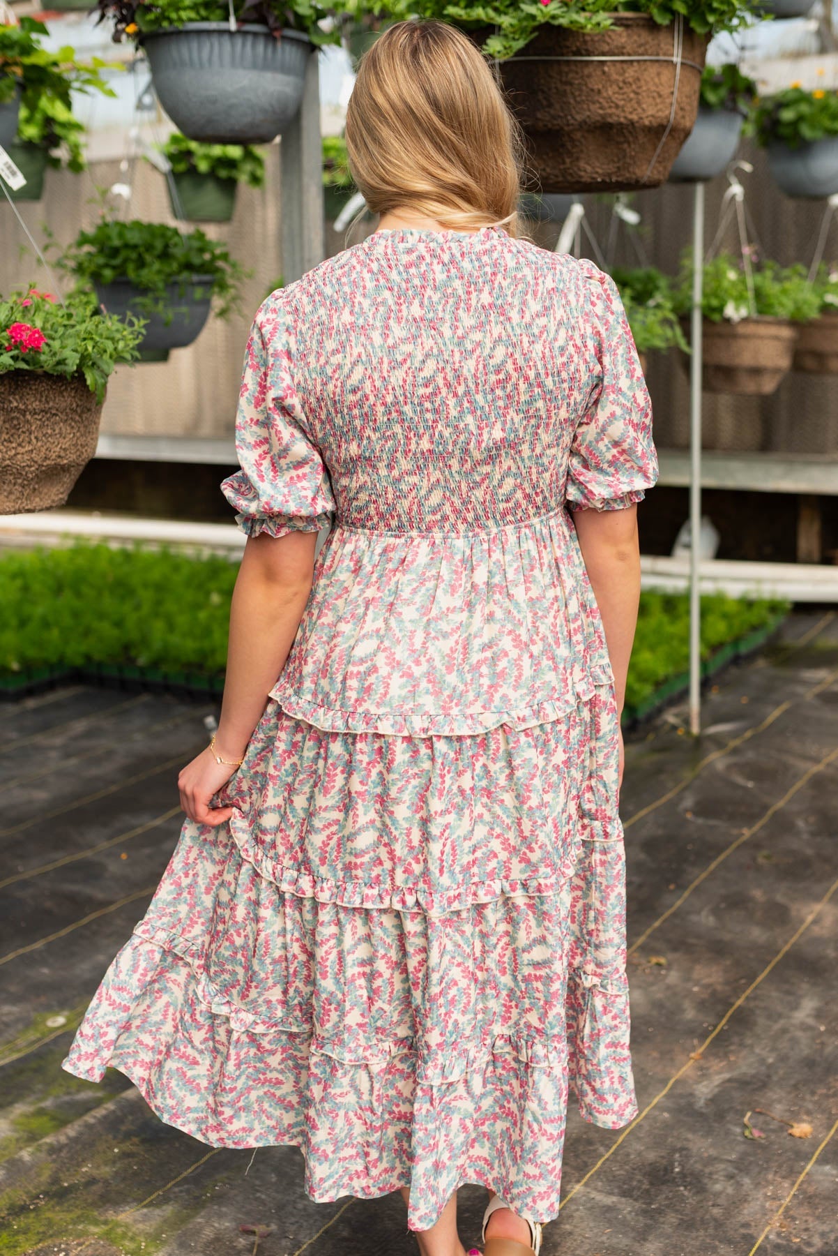 Zia Blue Floral Smocked Dress