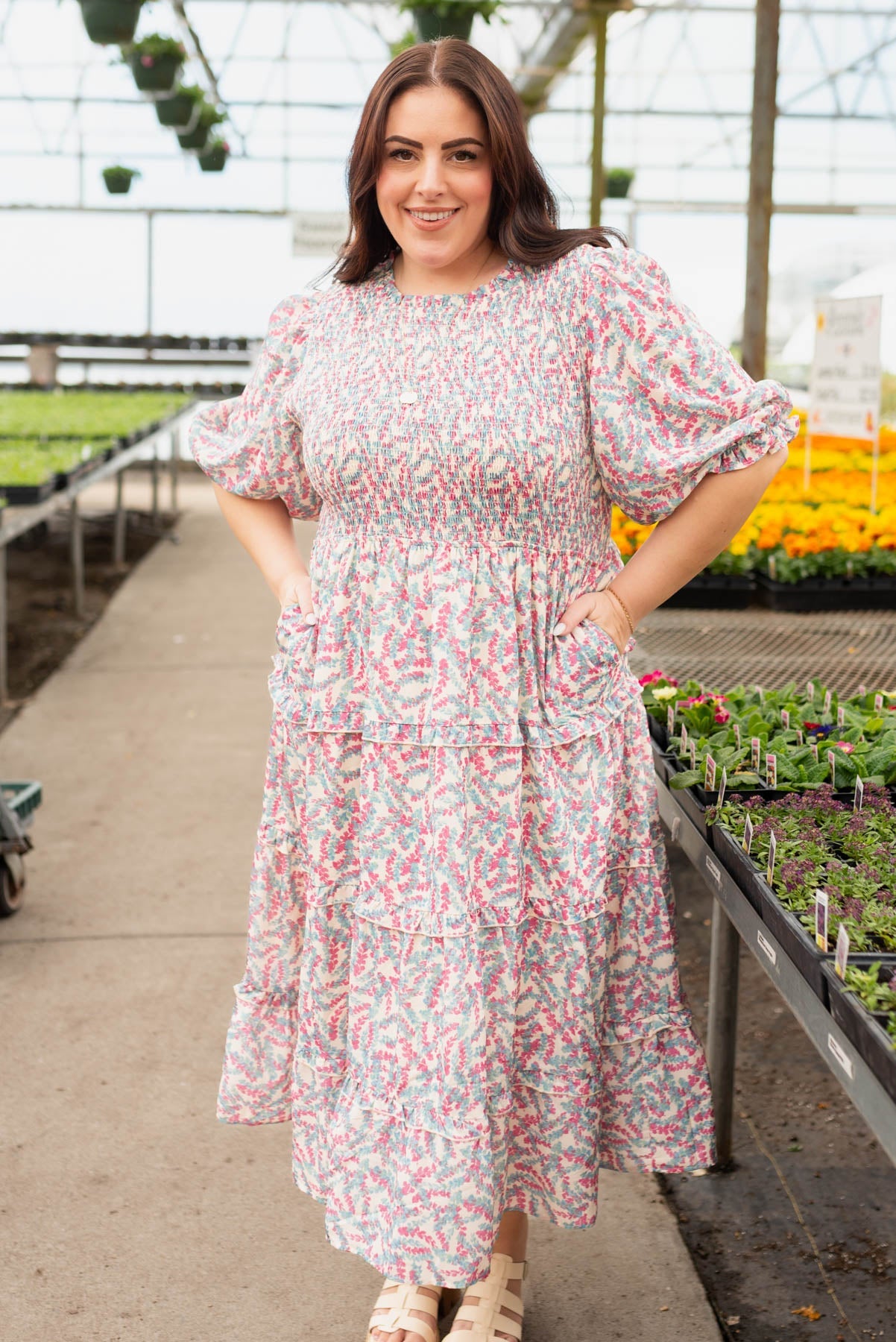 Zia Blue Floral Smocked Dress