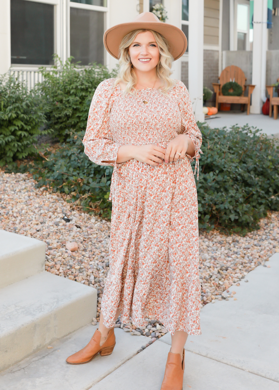 Zoe Rust Floral Dress