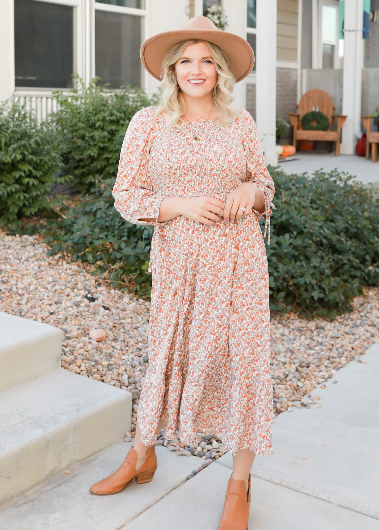 Zoe Rust Floral Dress