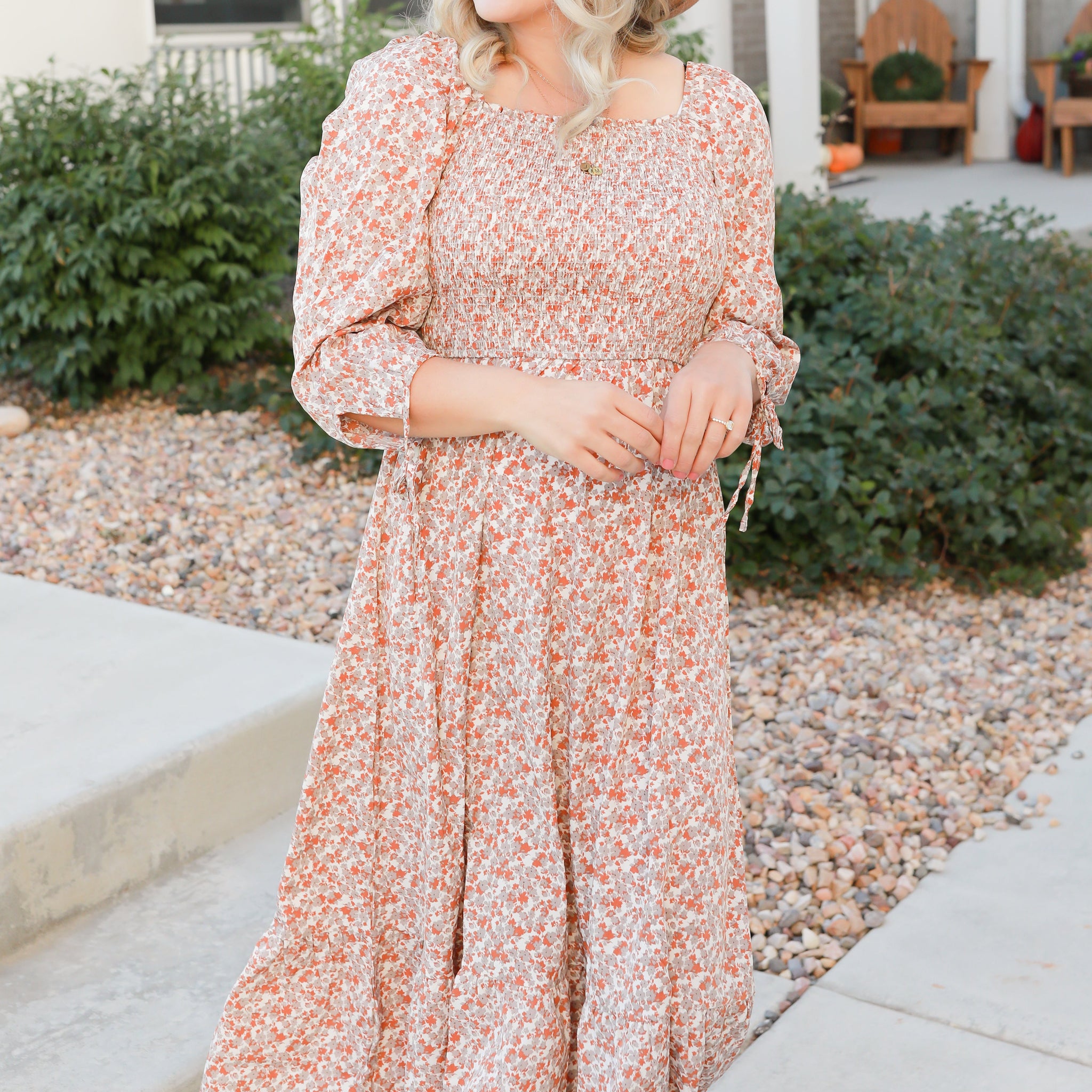 Zoe Rust Floral Dress