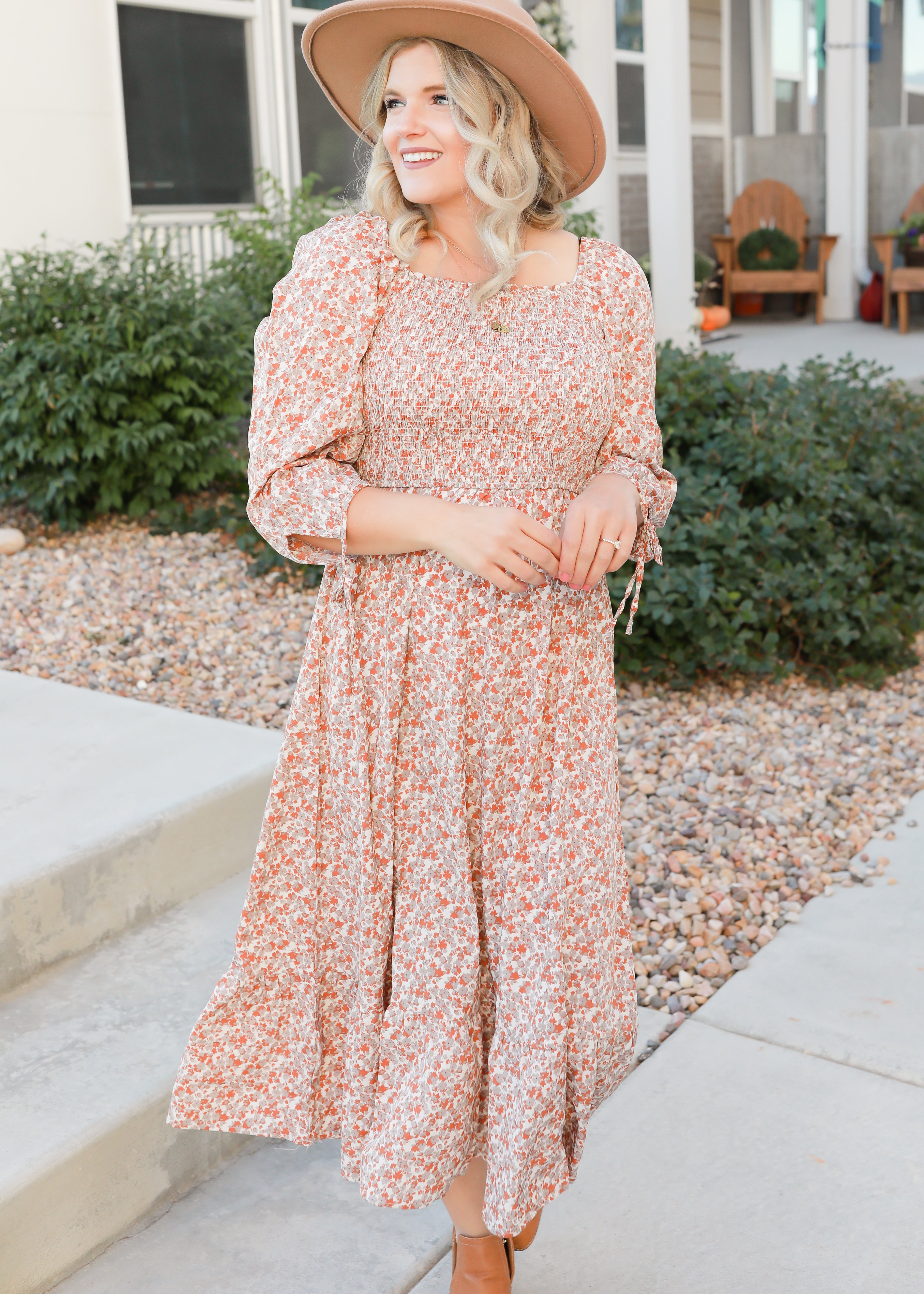 Zoe Rust Floral Dress