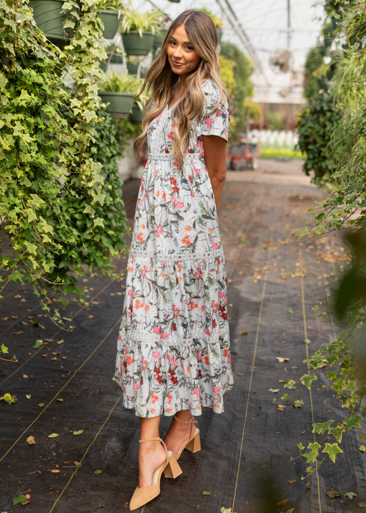 Zoie Blue Floral Tiered Dress