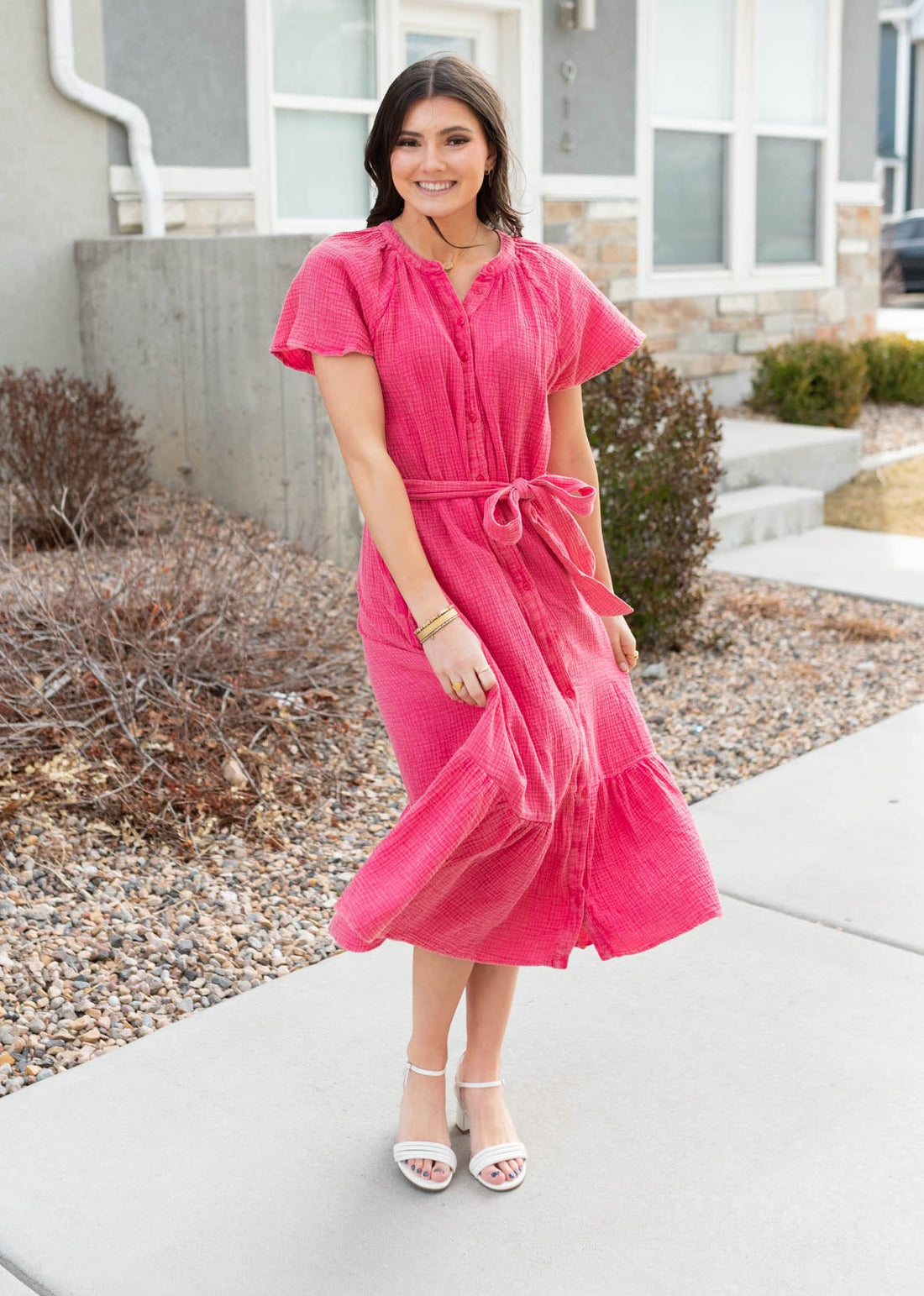 Zya Pink Button Down Dress