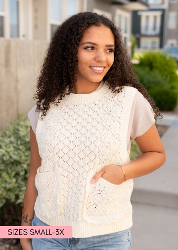 Amiah Cream Knit Sweater Vest