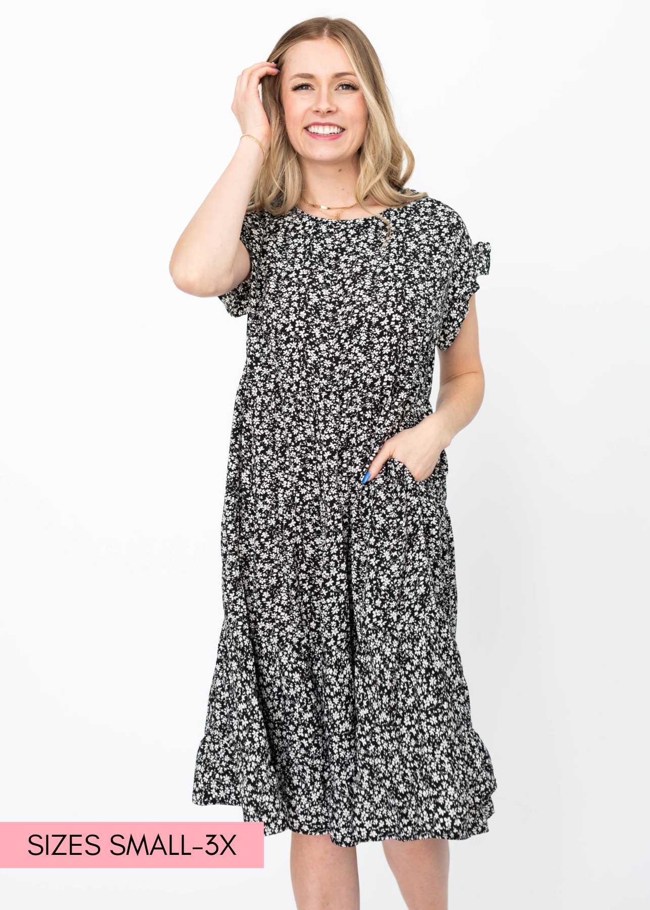 Lindsay Black Floral Dress