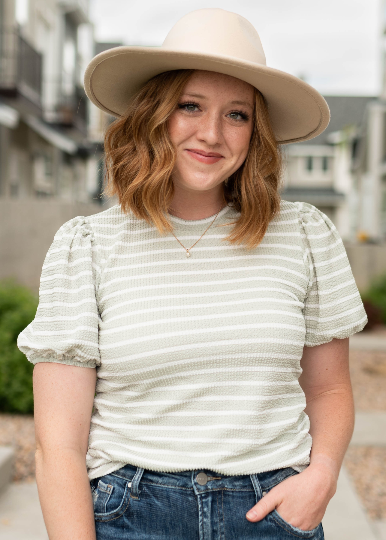 Kristine Sage Striped Top