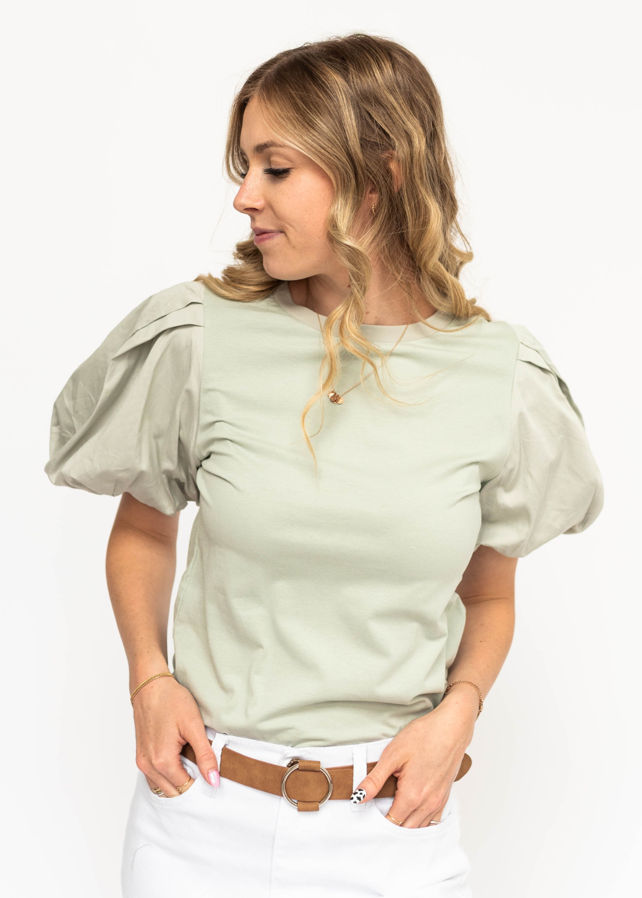 Madeline Light Sage Top