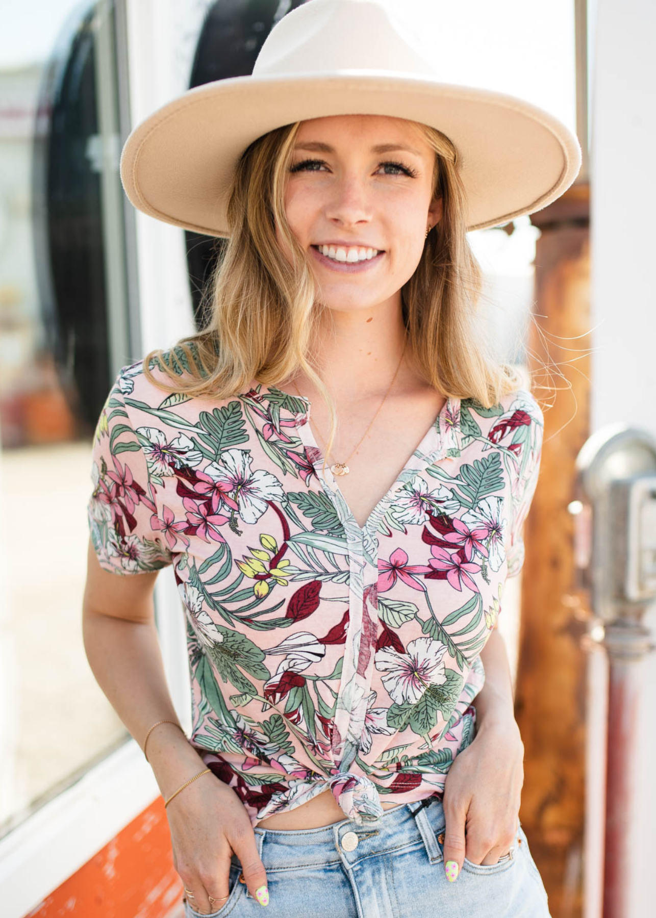 Janice Pink Floral Top