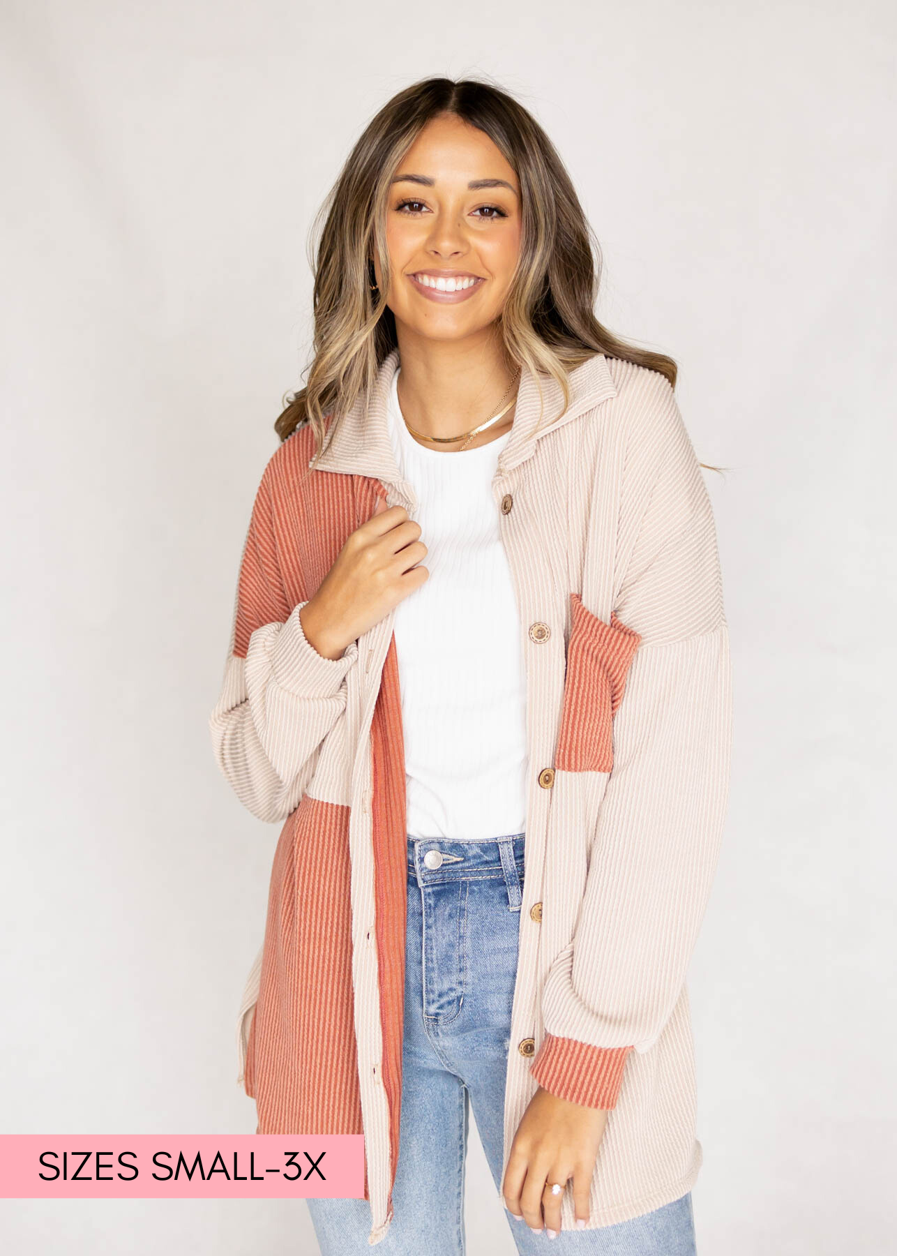 Ranae Taupe Ribbed Shacket