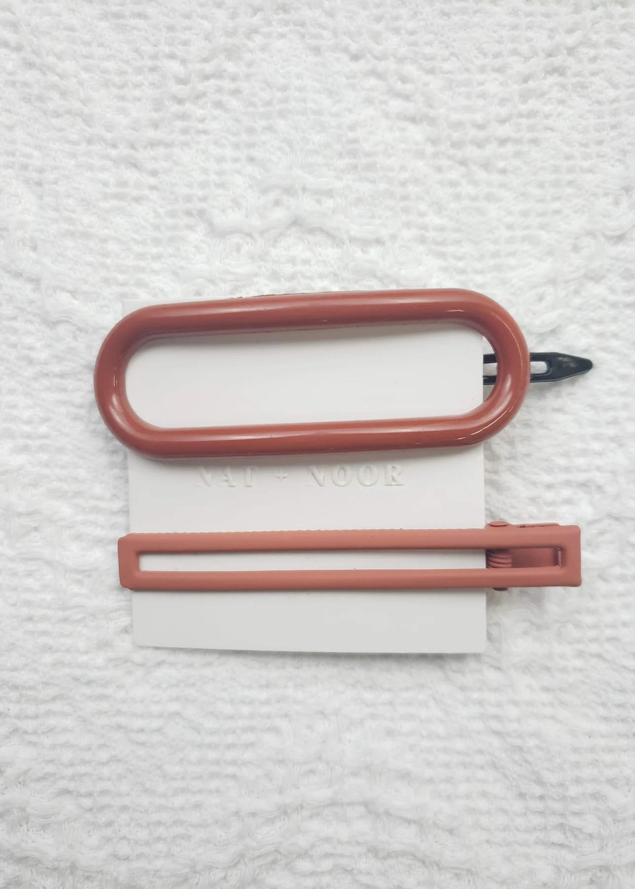 Estelle Rust Oval Barrette Clip Set